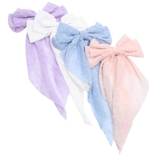 FONDOTIN 4 Stück Große Haarschleifen Clips für Damen Pastellfarben Rosa Weiß Blau Haarspangen für Besondere Anlässe Alltag und Reisen von FONDOTIN