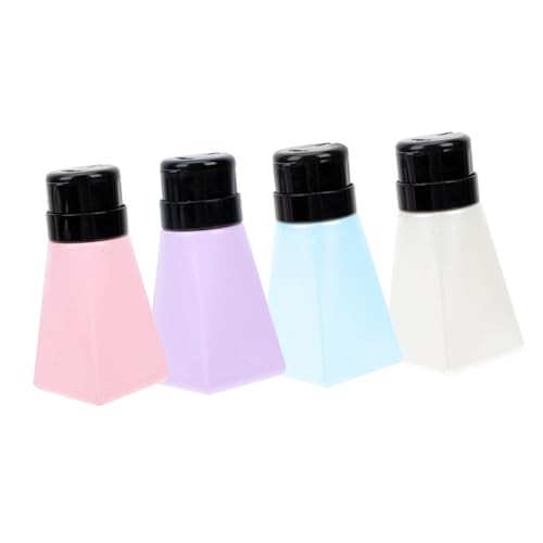 FONDOTIN 4 Stück Nail Polish Remover Flasche Pressflasche aus Robustem PP Nachfüllbar Leicht und Tragbar Farblich Gemischt als Acryl Entferner Behälter für Nagelpflege Unterwegs von FONDOTIN