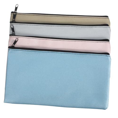 FONDOTIN 4 Stück PU Leder Geldbeutel mit Reißverschluss Geldbeutel für Bargeld und Belege Multifunktionale Geldtasche mit Kartenfächern Sichere Banktasche für Büro Reisen Einkaufen von FONDOTIN