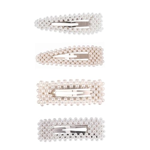 FONDOTIN 4 Stück Perlen Haarspangen Modische Einfache Haarklammern mit Sicherem Griff Stilvolles Design in Gold und Silber Geeignet für Frauen und Mädchen Vielseitiges von FONDOTIN