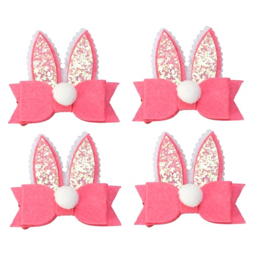 FONDOTIN 4 Stück Süße Hasenohren Haarspangen mit Schleife für Niedlicher Frühlings Kopfschmuck Stilvolle Haarklammern für Junge Mädchen Party Accessoires von FONDOTIN