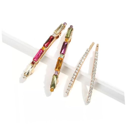 FONDOTIN 4 Stück Teiliges Bunte Acryl Haarklammern mit Strass Frühling Haarspangen für Damen Haarschmuck Accessoires für Alltag und Büro von FONDOTIN