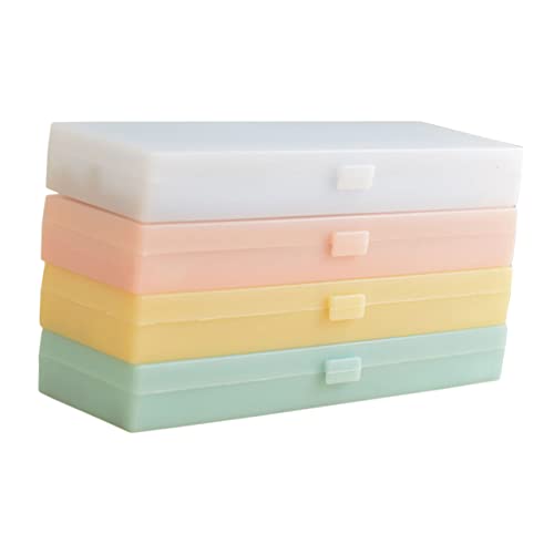 FONDOTIN 4 Stück Teiliges Bunte Kunststoff Federmäppchen Langlebig Mittlere Durchscheinend für Schüler und Büro zur Ordentlichen Aufbewahrung von Stiften und Schreibwaren von FONDOTIN