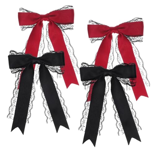 FONDOTIN 4 Stück Teiliges Große Spitzen haarschleifen mit Langen Bändern Niedliche Haarklammern für Frauen und Mädchen Eleganter Haarschmuck für Hochzeiten Partys und Alltag Vielseitige von FONDOTIN
