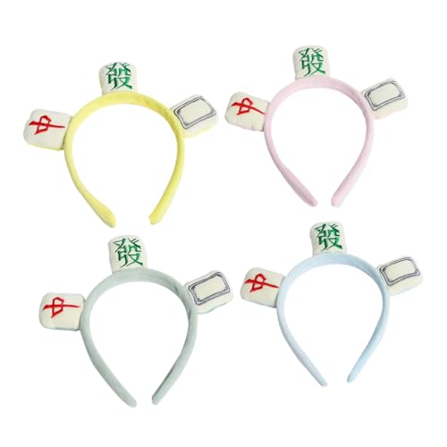 FONDOTIN 4 Stück Teiliges Haarband mit Kreativem Mahjong Design Bequemes und Geruchloses Material Druckreduzierende Stirnbänder für Damen Vielseitiges Haarschmuck für Zufällige Farbe von FONDOTIN