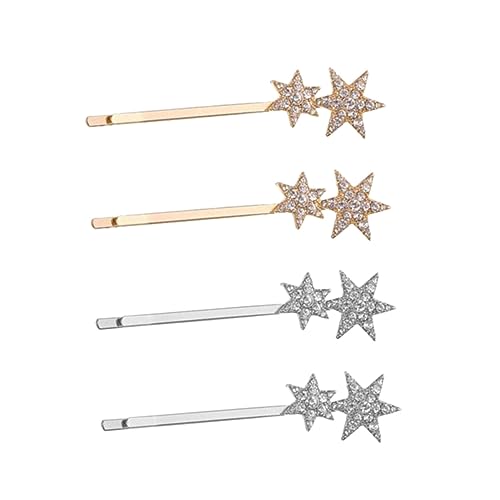 FONDOTIN 4 Stück Teiliges Haarschmuck Haarklammern aus Legierung mit Strass Gold und Silberfarben Stabile Haarklemmen für Mädchen Eleganter Look für Vielseitige Frisuren von FONDOTIN