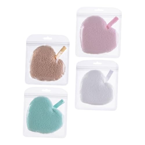 FONDOTIN 4 Stück Teiliges Herzförmiger Gesichtsschwämme Makeup entferner Schwämme Sanft Peelend Porentief Säubernd Wiederverwendbar für Tägliche Gesichtsreinigung und Make up entfernung von FONDOTIN