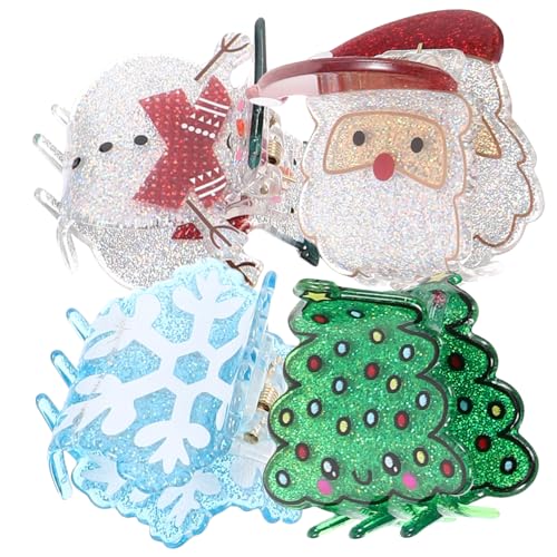 FONDOTIN 4 Stück Teiliges Kleine Weihnachts Haarclips aus Acryl Stilvolle Haarklammern für Dünnes Haar Festliche Haarschmuck Accessoires für Frauen für Weihnachten Partys und Alltag von FONDOTIN