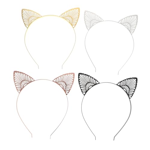 FONDOTIN 4 Stück Teiliges Metall Katzenohren Haarreif Niedliche Katzenohren Haarschmuck Langlebiges Geruchsfreies Metall Leicht und Bequem Geeignet für Cosplay und Themenpartys von FONDOTIN