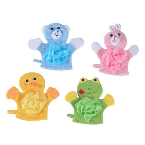 FONDOTIN 4 Stück Teiliges Niedlichen Tiermotiven Leichte Handliche Badetücher für Sanfte Körperreinigung Schaumstark und Hautfreundlich für Komfortables Duscherlebnis von FONDOTIN