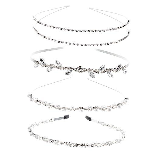 FONDOTIN 4 Stück Teiliges Perlen Haarreif Set Braut Kopfschmuck mit Strass Elegant Komfortabel für Hochzeit Party Gartenfeier Geeignet für Damen und Mädchen von FONDOTIN