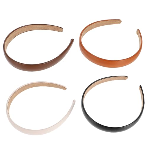 FONDOTIN 4 Stück Teiliges Retro PU Leder Haarband Einfache Stirnbänder für Damen Modisches Haaraccessoire für Alltag Party und Festliche Anlässe Komfortabel und Vielseitig Einsetzbar von FONDOTIN