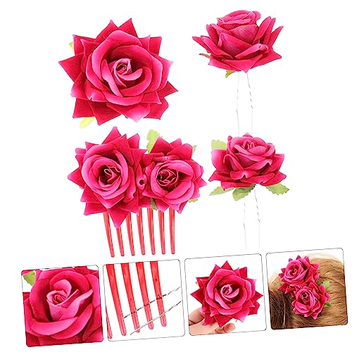 FONDOTIN 4 Stück Teiliges Rosenspitzen Haarclip für Mädchen Lebensechte Blütenform Stabile Haarklammern Farbintensive Haaraccessoires für Hochzeit Alltag und Festliche Anlässe von FONDOTIN
