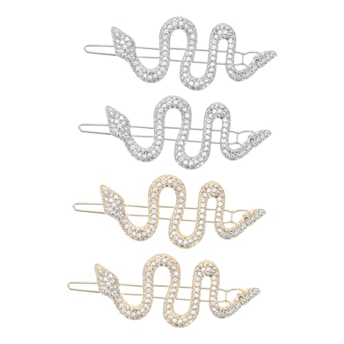 FONDOTIN 4 Stück Teiliges Schlangen Haarclip aus Legierung mit Funkelnden Strasssteinen Stilvolle Haarklammern für Damen Vielseitig Einsetzbar für Alltag Party und Salonfrisuren von FONDOTIN