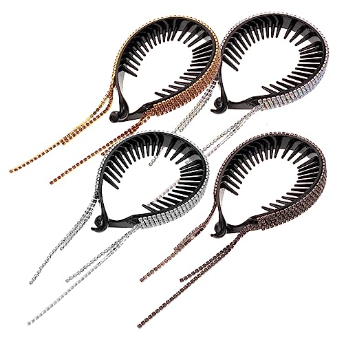 FONDOTIN 4 Stück Teiliges Strass Haarklammern mit Quasten Leichter Dutt Clip Haarschmuck für Damen und Mädchen Komfortabel Schonend Vielseitig für Hochzeit Party Alltag und Besondere von FONDOTIN