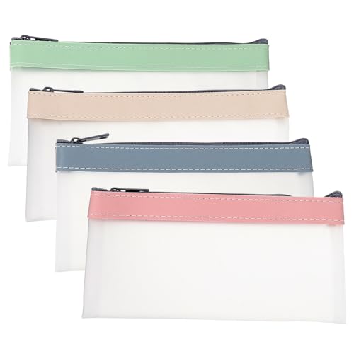 FONDOTIN 4 Stück Teiliges Transparentes Federmäppchen aus Wasserfestem TPU Große Kapazität Leichtes und Tragbares Stiftetui für Schule Büro Studenten und Erwachsene Multifunktional als von FONDOTIN