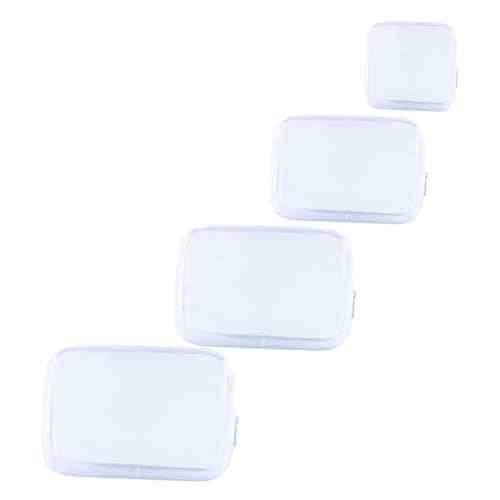 FONDOTIN 4 Stück Teiliges Transparentes Kosmetiktaschen Großer PVC Kulturbeutel Makeup Organizer Reiseaufbewahrungstaschen für Damen und Camping von FONDOTIN
