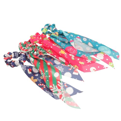 FONDOTIN 4 Stück Teiliges Weihnachts Haargummi aus Leichte Bequeme Ponytail Halter mit Festlichem Muster Vielseitig für Party und Alltag Attraktives Haarschmuck Accessoire für Damen und von FONDOTIN