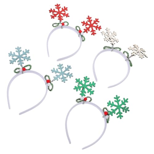 FONDOTIN 4stücke Schneeflocken Stirnbänder Glitzer Für Festivals Winter Hochzeit Mädchen Frauen Haaraccessoires Weihnachtsfeier Winterparty Festliche Kostümdekoration von FONDOTIN