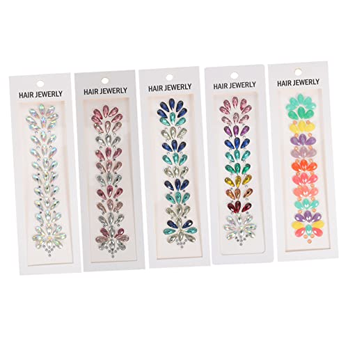 FONDOTIN 5blätter Bogen Gesichtsschmuck Glitzer Edelsteine Aufkleber Für Halloween-party Rave-musik-festival von FONDOTIN