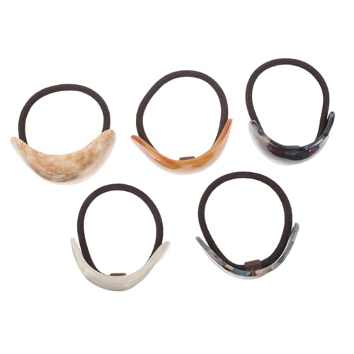 FONDOTIN 5 Stück Acetat Haargummi für Damen Elastische Haarbänder mit Haarschmuck Haarschonende Ponytail Holder in Verschiedenen Farben Strapazierfähige Scrunchies für Dutt und Alltag von FONDOTIN