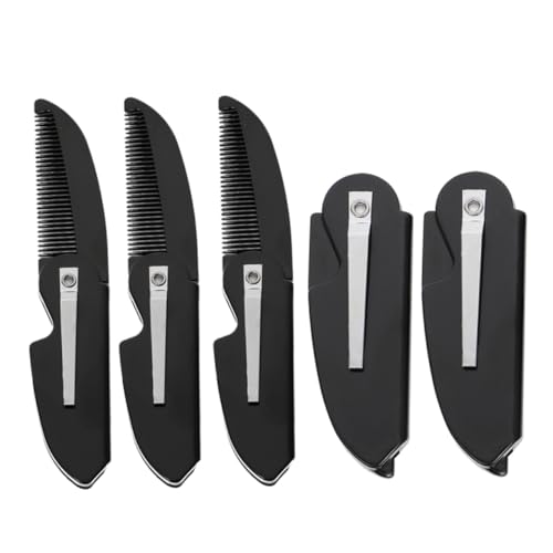 FONDOTIN 5 Stück Teiliges Faltbares Bart Schnurrbartkamm- Kompakt und Tragbar Glatte Zähne für Schonendes Styling Robustes Kunststoffmaterial für Männer zur Bartpflege und Haarstyling von FONDOTIN