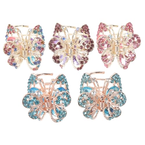 FONDOTIN 5 Stück Teiliges Mini Strass Haarklammern Leichte Haarklammern mit Sicherem Griff Rutschfest für Mädchen und Modische Haarschmuck Accessoires Zufällige Designs von FONDOTIN