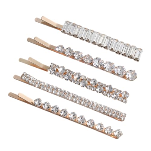 FONDOTIN 5 Stück Teiliges Strass Haarspangen Geometrische Wasser Kristall Haarklammern Eleganter Haarschmuck für Hochzeit Braut und Alltag Modische Goldfarbene Barrette für Damen und von FONDOTIN