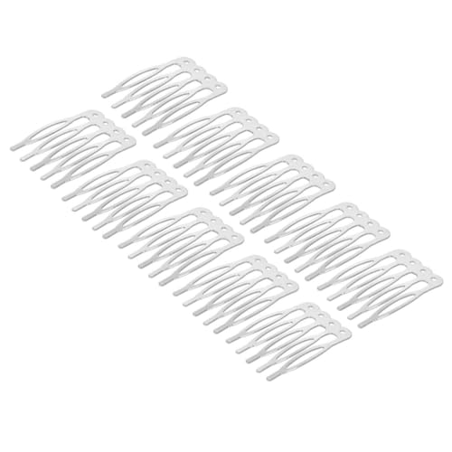 FONDOTIN 50 Stück DIY Haarkämme Silber Fünf Zähne Haarschmuck Zubehör für Damen Frauen zum Hochstecken und Stylen Einfache Handgemachte Haar Accessoires von FONDOTIN