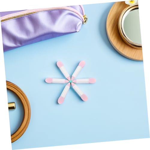 FONDOTIN 50 Stück Silikon Lippen und Lidschattenpinsel mit Glitzereffekt Doppelseitige Make Up Tools für Cremige und Flüssige Lippenfarben und Lidschatten Wiederverwendbar Kompakt Rosa von FONDOTIN