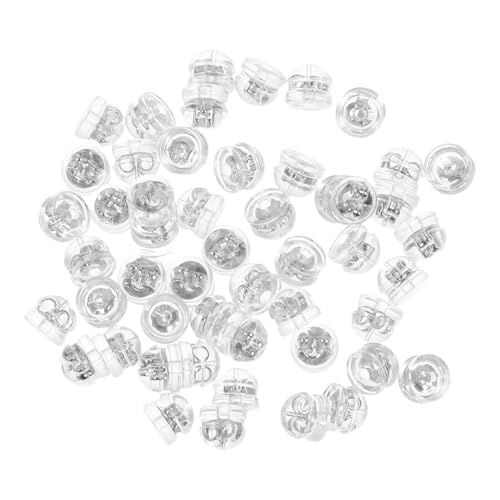 FONDOTIN 50 Stück Silikon Ohrringverschlüsse für Ohrstecker Weiche Flexible Ersatzrückteile in Silber Waschbar Wiederverwendbar Komfortabler Sitz Sicherer Halt für Damen und Herren von FONDOTIN