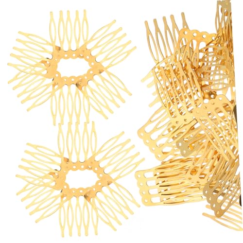 FONDOTIN 50 Stück Teiliges DIY Haarkamm Goldfarbene Fünf Zähne Steckkämme Handgefertigter Haarschmuck für Frauen Mädchen Vielseitige Haarstyling Accessoires von FONDOTIN