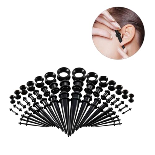 FONDOTIN 50 Stück Teiliges Unisex Ohrloch Dehnset aus Schwarzem Acryl Ohrstecker Piercing Schmuck Leicht Modisch Vielseitig für Hochzeit Party und Alltag Geeignet von FONDOTIN