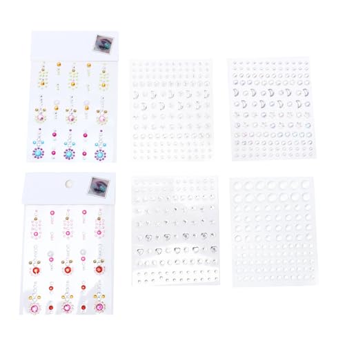 FONDOTIN 6 Blätter Wasserfeste Gesichtssteine aus Acryl und Harz Selbstklebende Stirn Augenbrauen gem sticker für Party make up Hautfreundlich und Einfach zu Entfernen von FONDOTIN