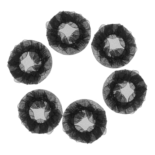 FONDOTIN 6 Stck Teiliges Elastisches Haarnetz für Damen Atmungsaktive Netzstruktur mit Spitzenverzierung Sicheres Haarnetz für Dutt Geeignet für Ballett Eiskunstlauf und Aufführungen von FONDOTIN