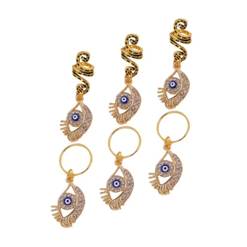 FONDOTIN 6 Stck. Teiliges Haarring und Spiral Haarschmuck mit Bösem Auge Anhängern Modische Dreadlock Accessoires für Zöpfe Wiederverwendbar Vielseitig Kombinierbar Geeignet für von FONDOTIN