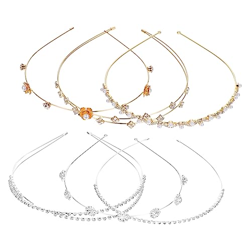 FONDOTIN 6 Stück Elegantes Perlen strass Haarband Vielseitig für Damen Mädchen Hautfreundlich Fester Sitz für Hochzeit Party Zeremonien und Alltag Stilvoller Haarschmuck in Gold und Silber von FONDOTIN