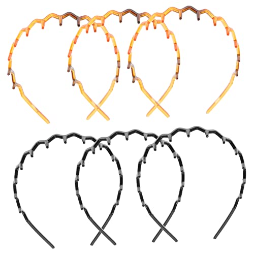 FONDOTIN 6 Stück Fashion Haarband mit Zähnen Rutschfeste Kopfbänder für Damen zum Make Up Sport und Tägliche Nutzung Haarbänder Schwarz und Braun von FONDOTIN
