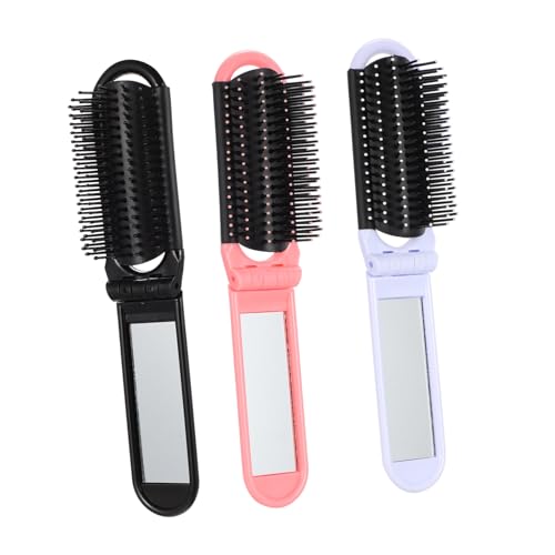 FONDOTIN 6 Stück Klappbare Mini Haarbürste mit Spiegel Kompakte Faltbare Reisebürste für Damen und Herren Platzsparend Langlebig Sanft Entwirrend für Handtasche Sport und Salongebrauch von FONDOTIN