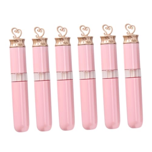 FONDOTIN 6 Stück Lippenpflegestift Behälter Leere DIY Lipgloss Röhrchen Rosa Herzform Langlebig Wiederverwendbar Geeignet für Lipgloss Lipöl und Farbstoffe Modisches Design für Frauen von FONDOTIN