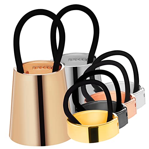 FONDOTIN 6 Stück Pferdeschwanz Manschetten Teiliges mit Metall Haarbändern Roségold Gold Silber Schwarz Metall Pferdeschwanz Haarbändern Gold Silber für und Mädchen Elastische Haargummis von FONDOTIN