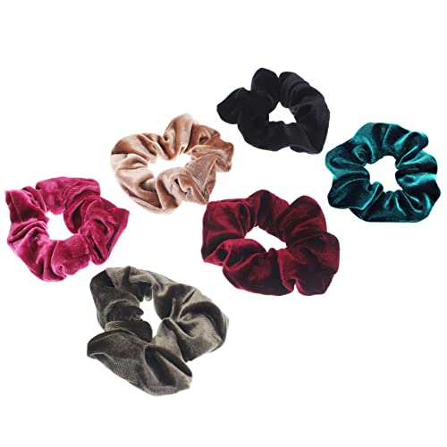 FONDOTIN 6 Stück Teiliges Farbiger Samt Haargummis für Damen und Mädchen Elastische Pferdeschwanz Halter für Lockiges und Glattes Haar für Praktisch und Vielseitig von FONDOTIN