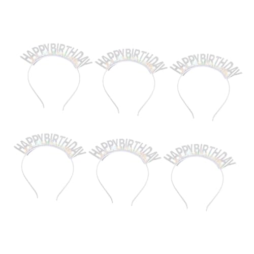 FONDOTIN 6 Stück Teiliges Geburtstags Stirnband mit Glitzer Happy Birthday Haaraccessoires für und Mädchen Leichtes Festliches Design für Partys und Feiern Weiß von FONDOTIN