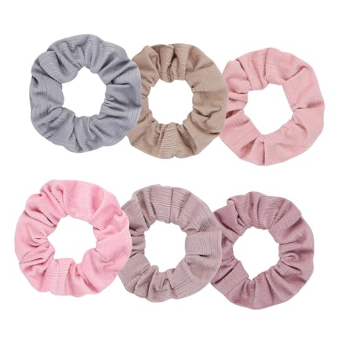 FONDOTIN 6 Stück Teiliges Haargummi für Mädchen Elastische Schonende Scrunchies in Warmen Retrofarben Weiche Flexible Haarschleifen für Ponytails Vielseitige Haarschmuck Accessoires von FONDOTIN