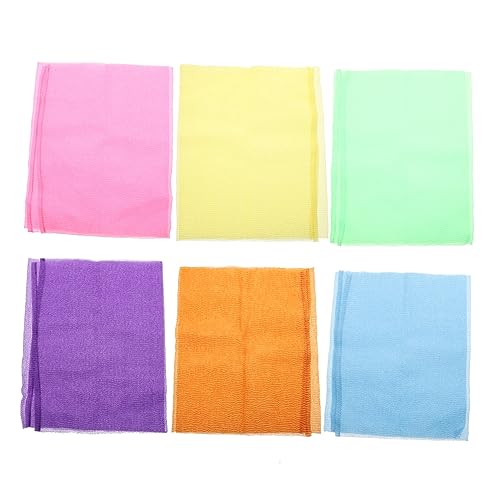 FONDOTIN 6 Stück Lange Peeling Badetücher Doppelseitige Nylon Rückenschrubbtücher für Effektives Körperpeeling Hautreinigung für Familie von FONDOTIN