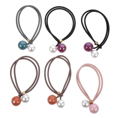FONDOTIN 6 Stück Teiliges Perlen Elastisch Komfortabel für Mädchen Damen Geeignet für Dünnes und Dickes Haar Modische Haarkreise Einfach zu Tragen Fixieren Geschenk Zufällige Farbe von FONDOTIN