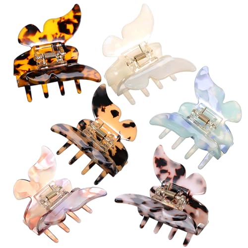 FONDOTIN 6 Stück Teiliges Schmetterling Haarklammern Modische Bunte Haarspangen für Dickes und Langes Haar Eleganter Haarschmuck für Frauen und Mädchen Vielseitig Einsetzbar für von FONDOTIN