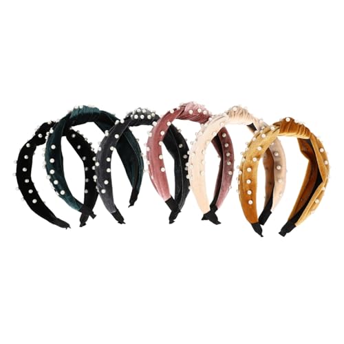 FONDOTIN 6 Stück Teiliges Stirnbänder mit Knoten Weiche Haarschmuck Accessoires mit Perlen für Frauen und Mädchen Modische und Leichte Kopfbänder für Alltag und Besondere Anlässe von FONDOTIN