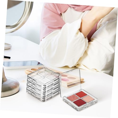 FONDOTIN 6 Stück Teiliges Transparente Quadratische Leere Lidschattenpaletten mit Fächern Auslaufsichere Make up Aufbewahrung Elegantes Design für Organisiertes Schminken und Einfache von FONDOTIN