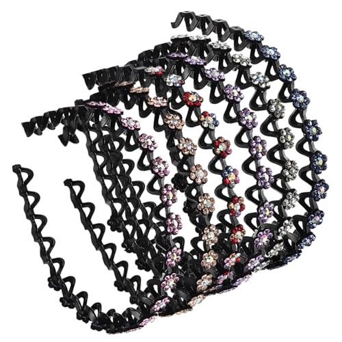 FONDOTIN 6 Stück Teiliges Vintage Haarreifen mit Filigranem Strass Design Leichtes Hautfreundliches Stirnband für Damen und Mädchen Rutschfester Haarschmuck in Blau Champagner Weiß von FONDOTIN